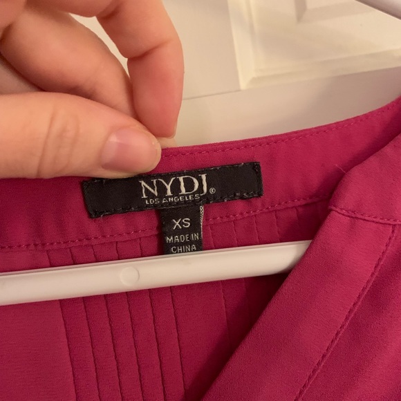 NYDJ Bright Pink Pleated 3/4 Sleeve Tunic Top - Picture 4 of 6